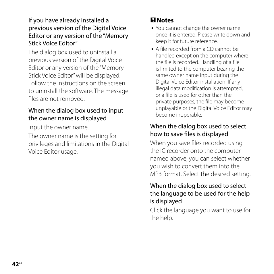 Sony ICD-P620 User Manual | Page 42 / 56