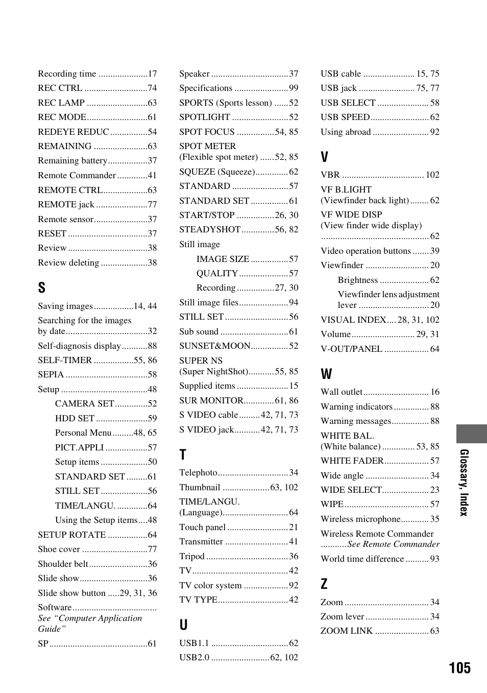 Sony DCR-SR100 User Manual | Page 105 / 107