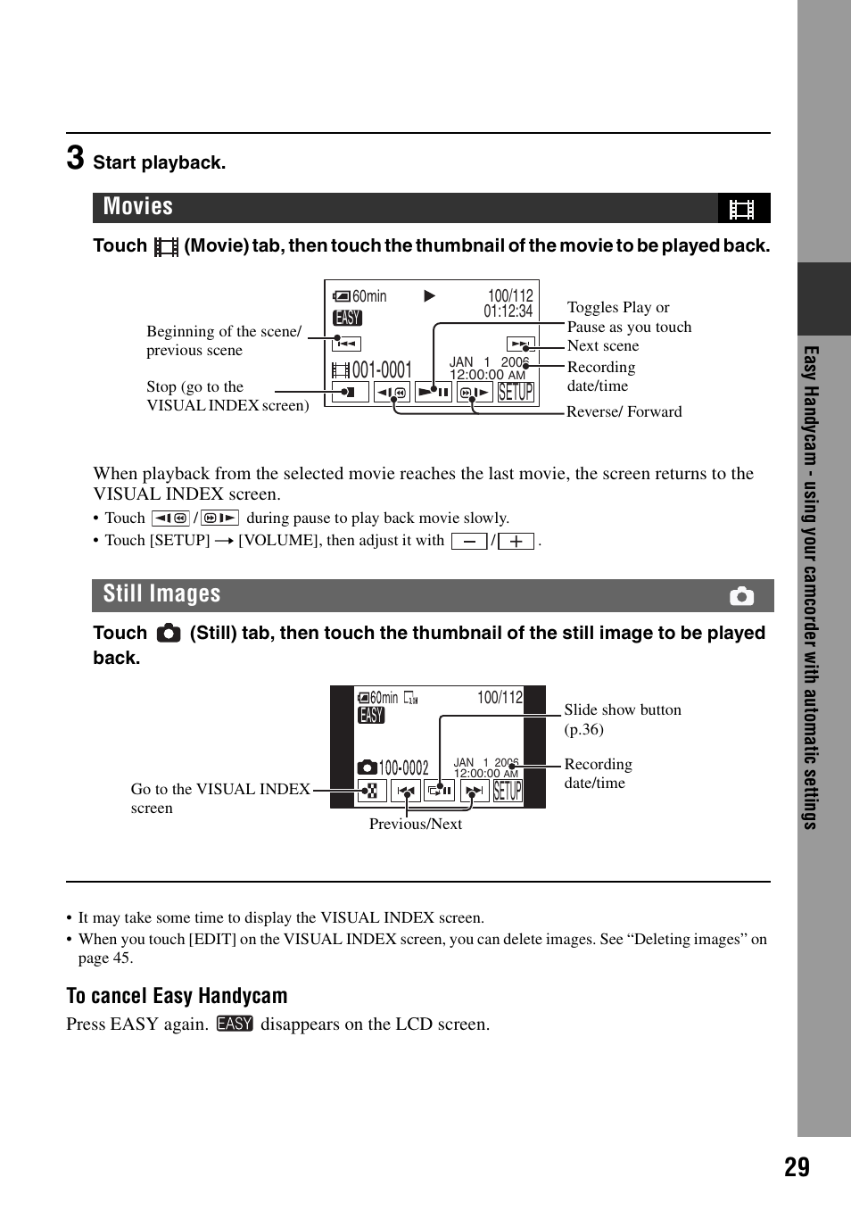 Setup | Sony DCR-SR100 User Manual | Page 29 / 107