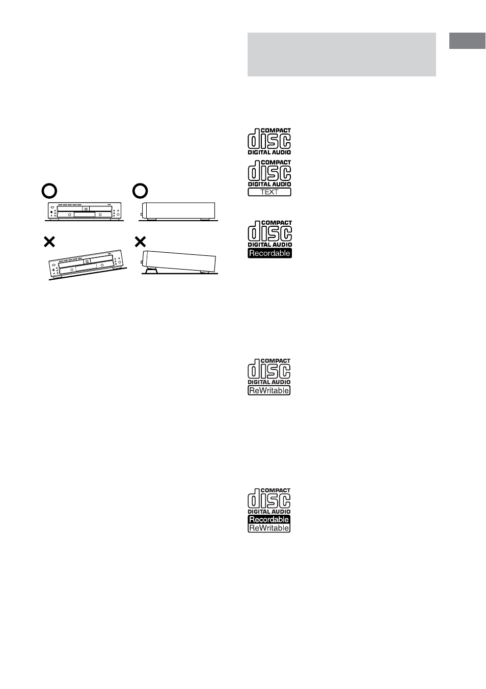 This unit can use the following discs, Connecting the ac power cord | Sony RCD-W500C User Manual | Page 7 / 40