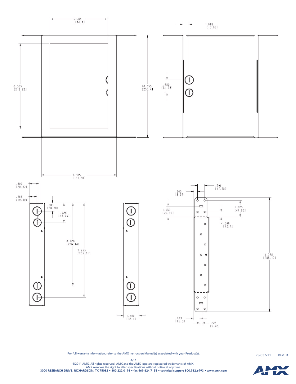 AMX Rough-In Box CB-MVP-WCS52 User Manual | Page 2 / 2