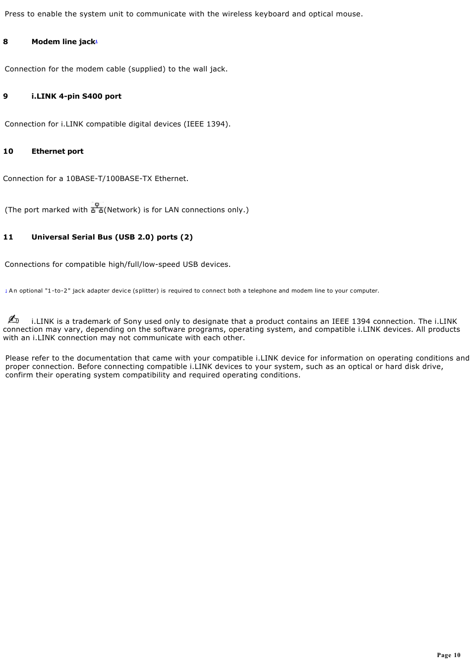 Sony PCV-V100G User Manual | Page 10 / 136