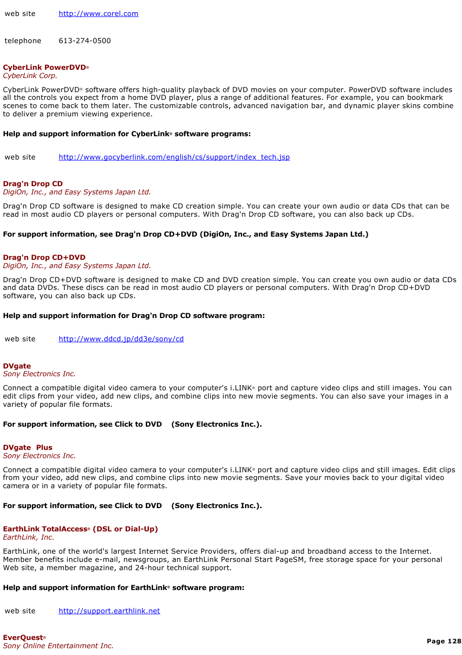 Sony PCV-V100G User Manual | Page 128 / 136