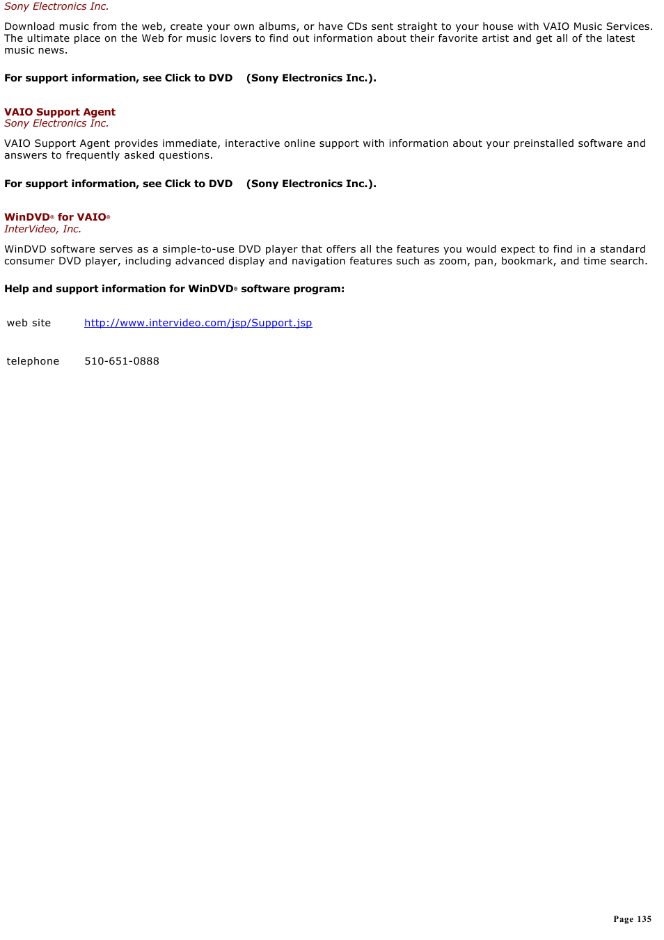 Sony PCV-V100G User Manual | Page 135 / 136