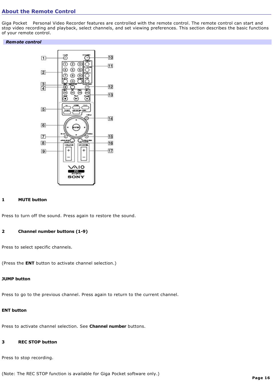About the remote control | Sony PCV-V100G User Manual | Page 16 / 136