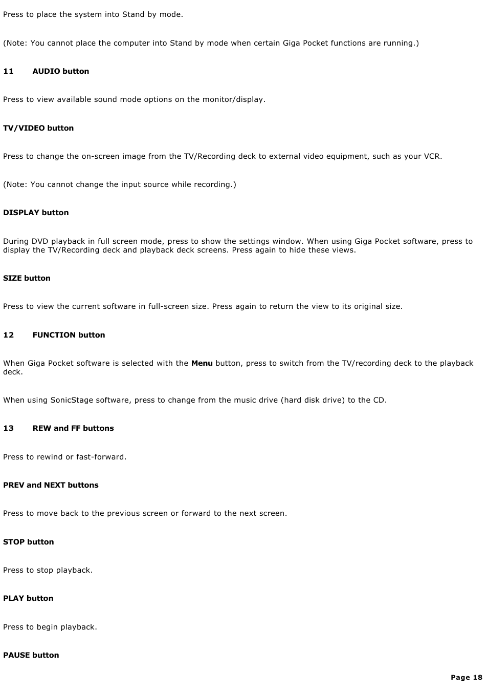 Sony PCV-V100G User Manual | Page 18 / 136