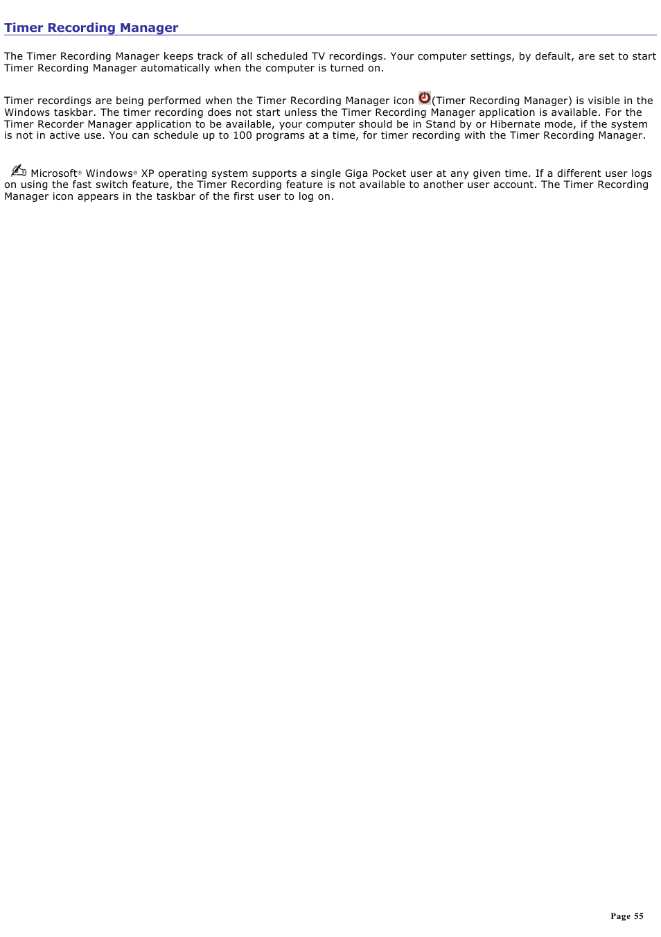 Timer recording manager | Sony PCV-V100G User Manual | Page 55 / 136
