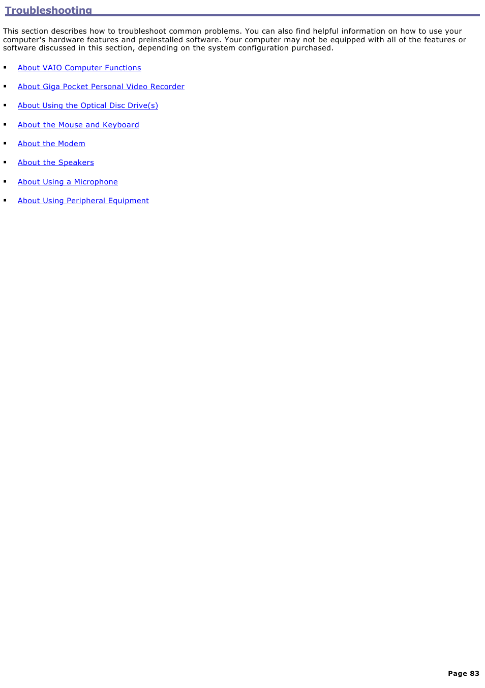 Troubleshooting | Sony PCV-V100G User Manual | Page 83 / 136