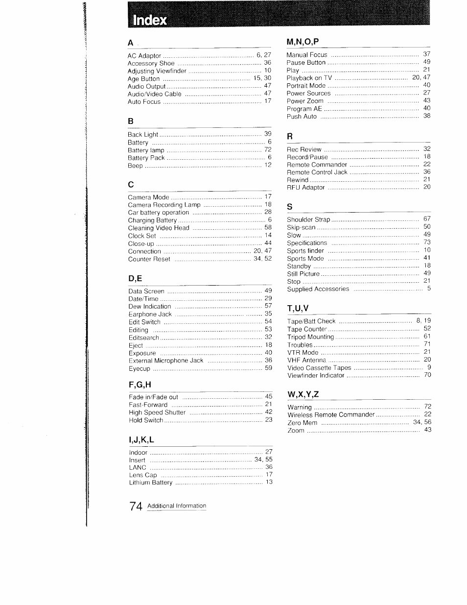 Sony CCD-FX410 User Manual | Page 74 / 75