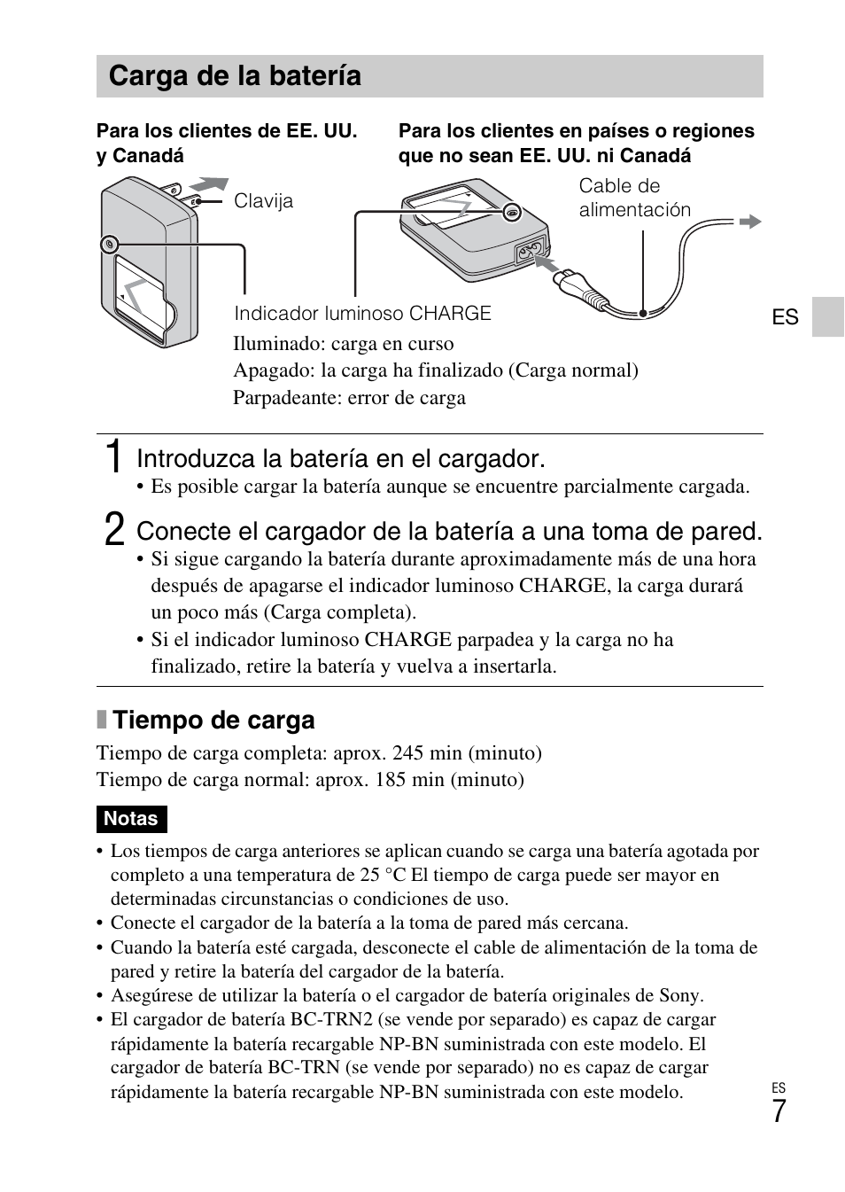 Carga de la batería | Sony DSC-W650 User Manual | Page 31 / 52