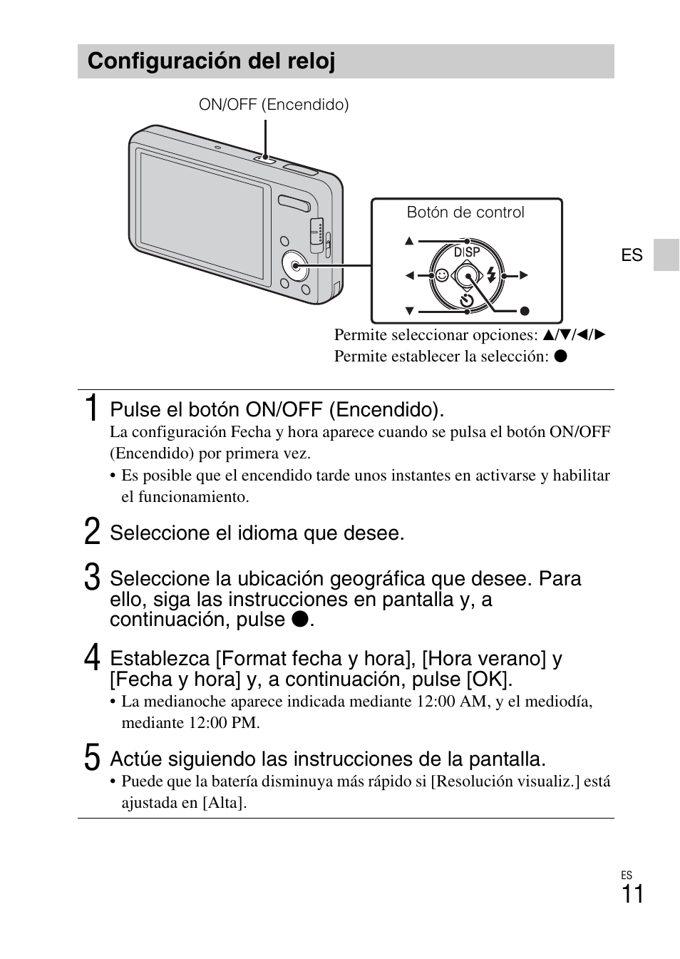 Configuración del reloj | Sony DSC-W650 User Manual | Page 35 / 52