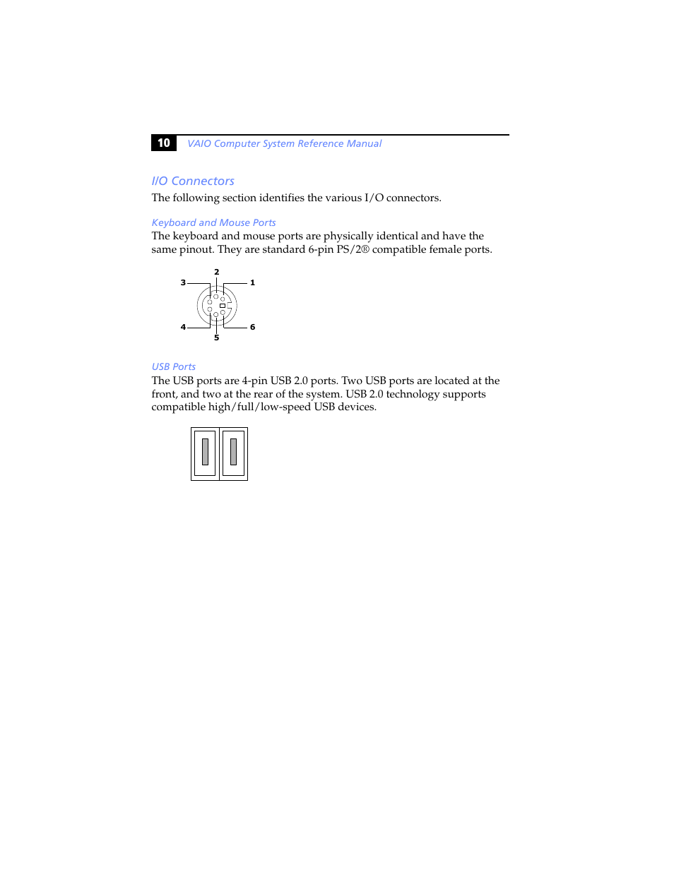 I/o connectors, 10 i/o connectors | Sony PCV-RS100 User Manual | Page 26 / 94