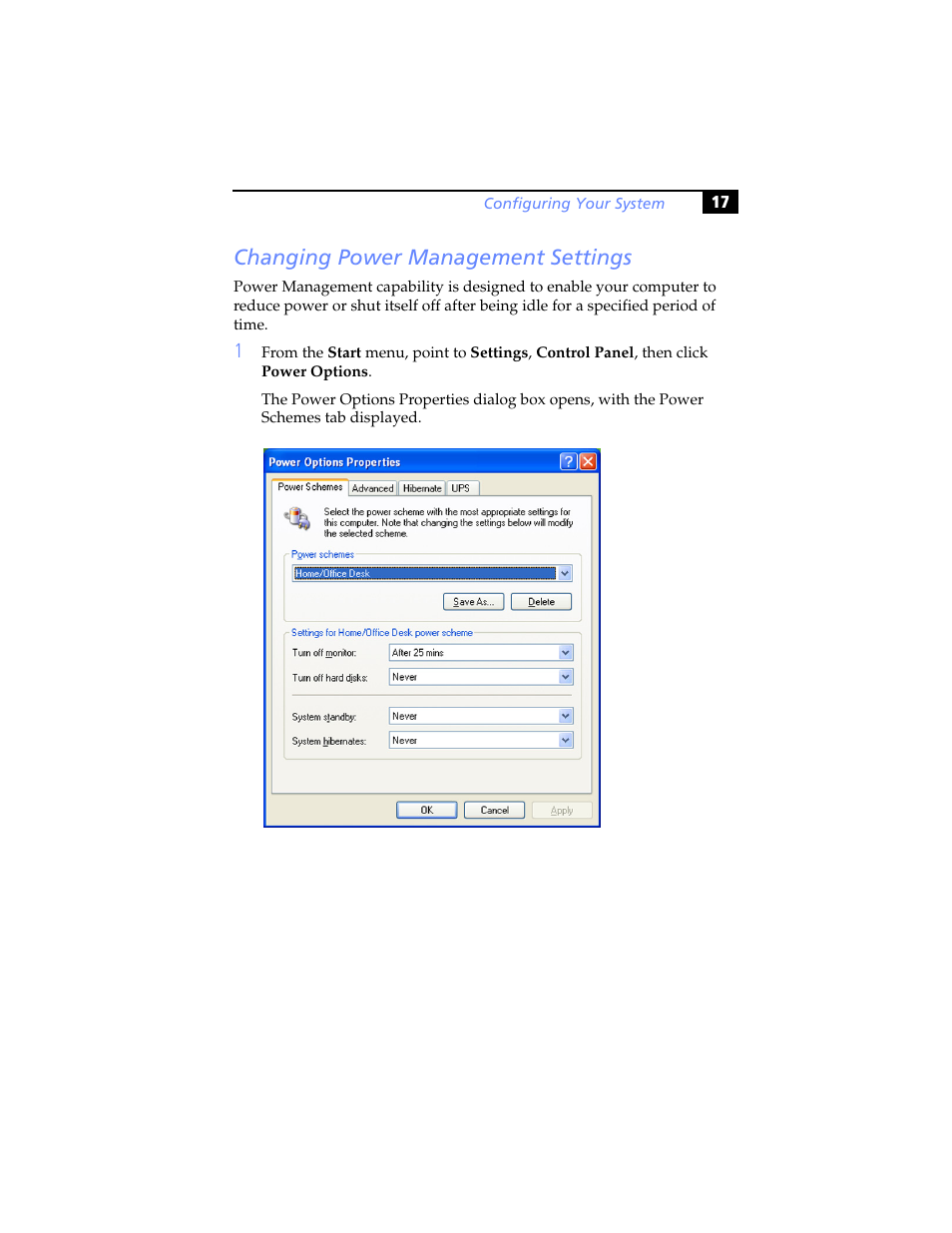 Changing power management settings | Sony PCV-RS100 User Manual | Page 33 / 94