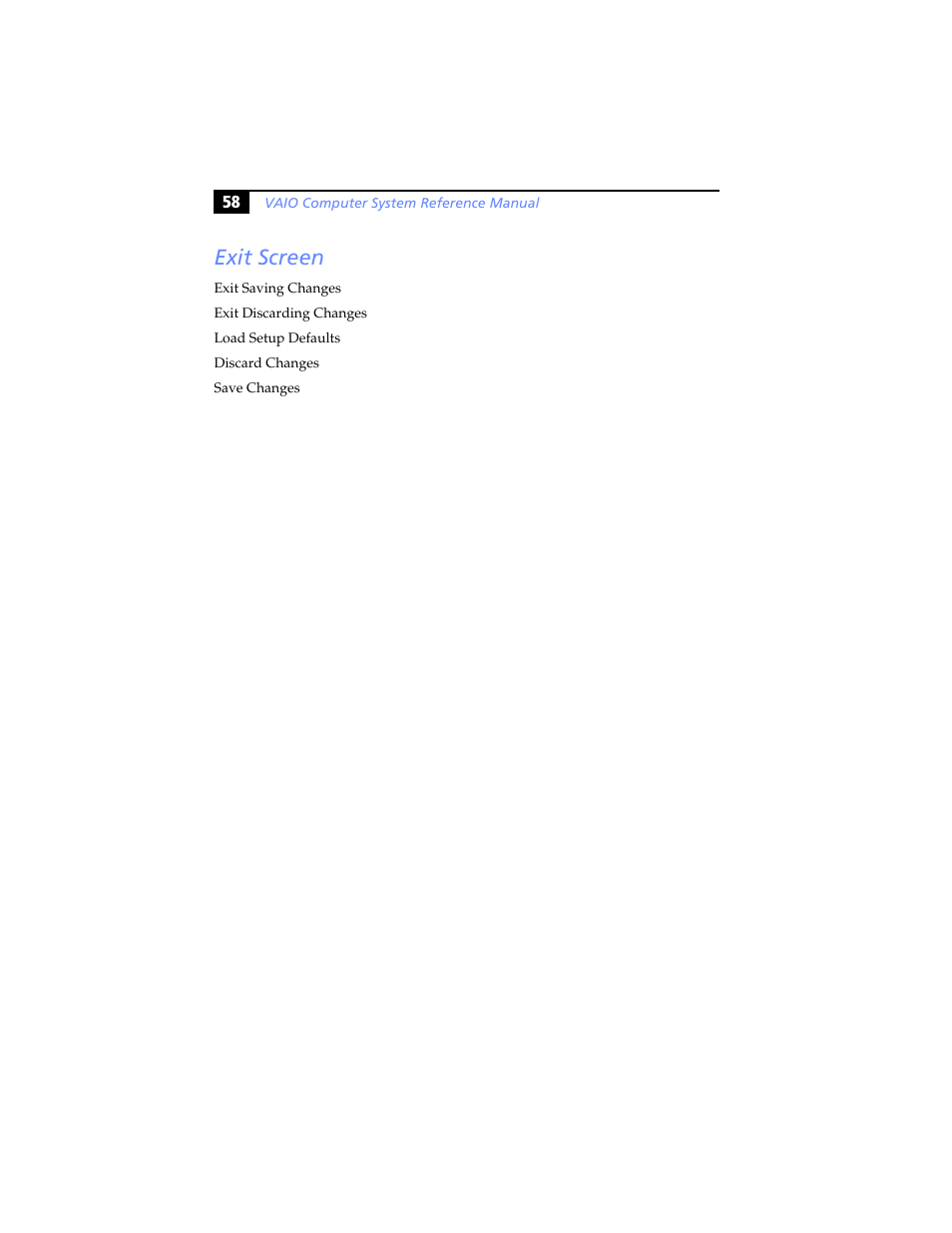 Exit screen | Sony PCV-RS100 User Manual | Page 74 / 94