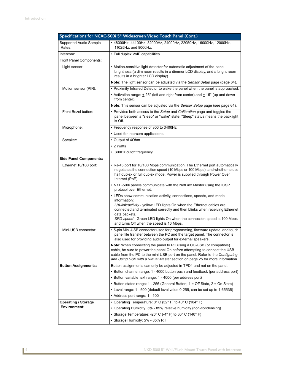 AMX Modero NXD-500i User Manual | Page 10 / 148