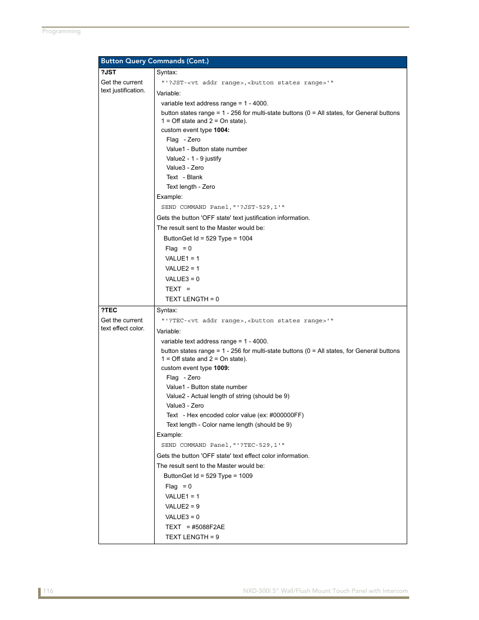 AMX Modero NXD-500i User Manual | Page 122 / 148