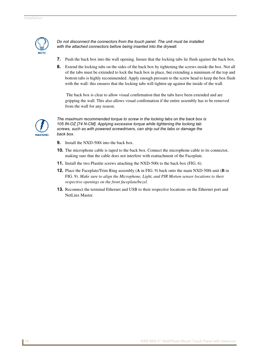 AMX Modero NXD-500i User Manual | Page 20 / 148