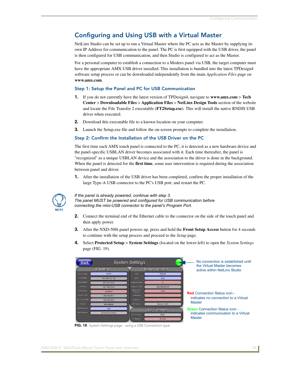 Configuring and using usb with a virtual master | AMX Modero NXD-500i User Manual | Page 31 / 148