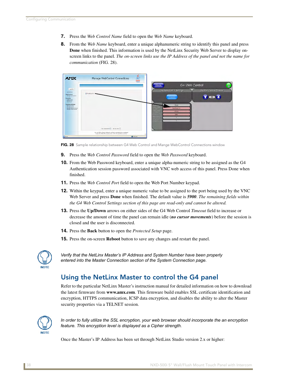 Using the netlinx master to control the g4 panel | AMX Modero NXD-500i User Manual | Page 44 / 148