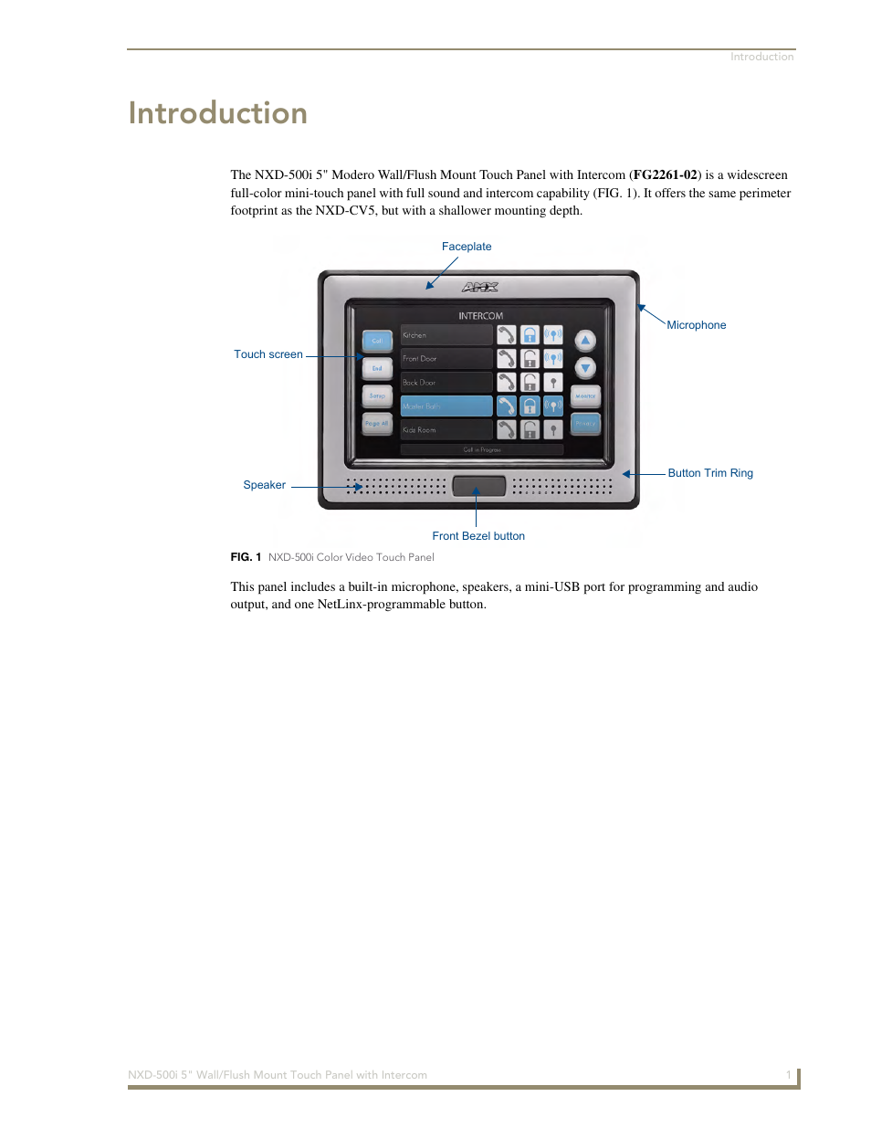 Introduction | AMX Modero NXD-500i User Manual | Page 7 / 148