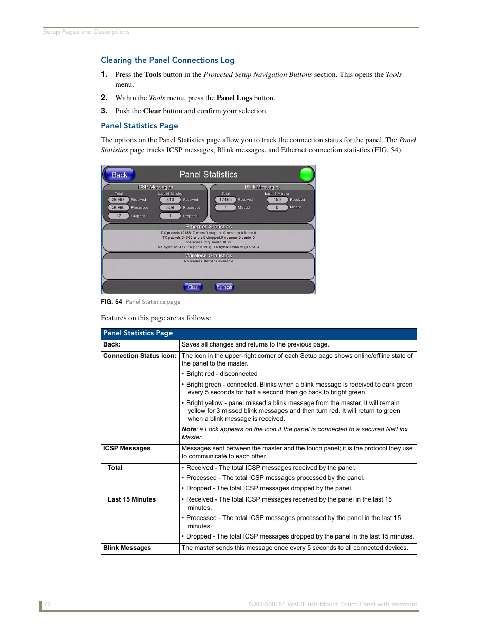 Clearing the panel connections log | AMX Modero NXD-500i User Manual | Page 78 / 148