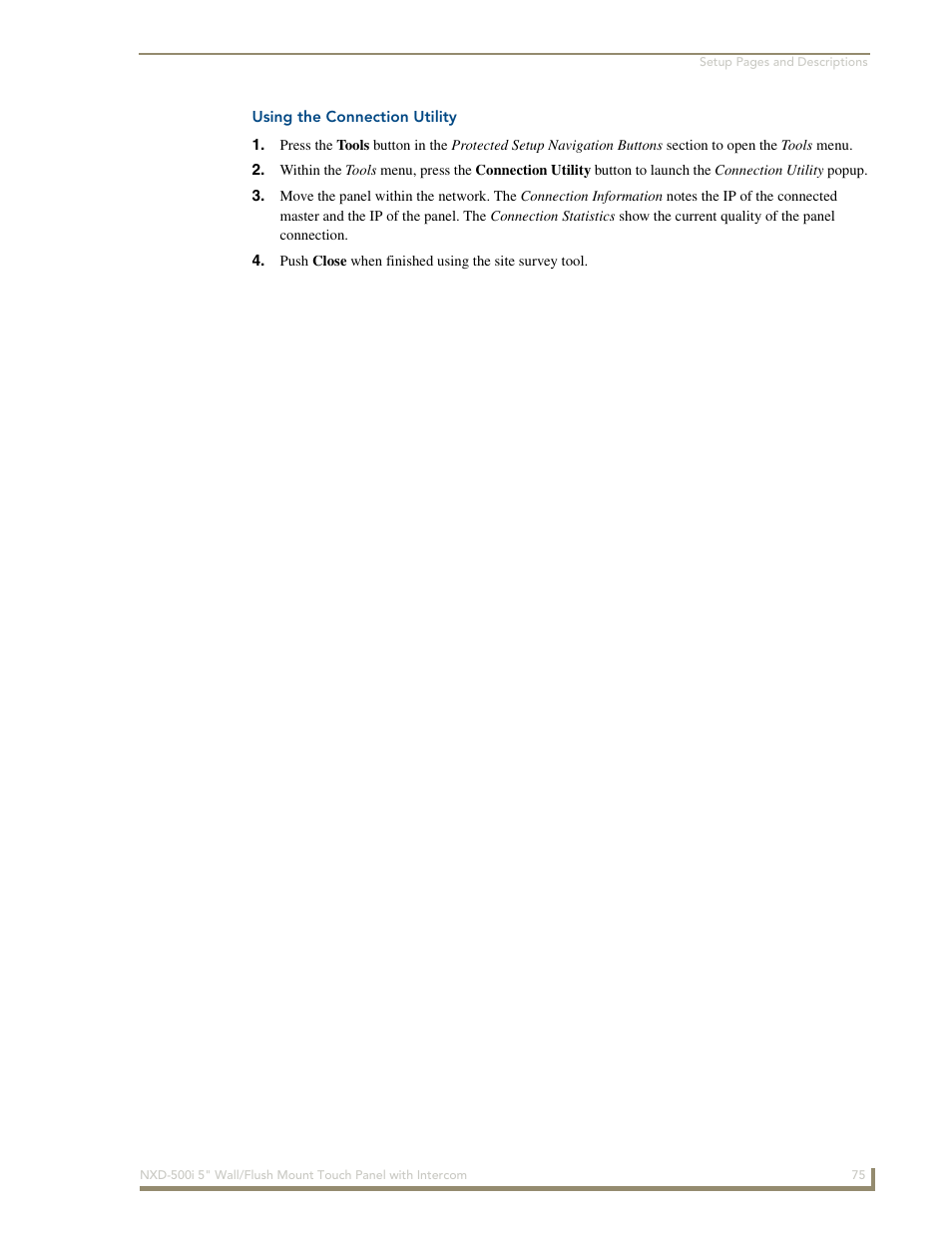 Using the connection utility | AMX Modero NXD-500i User Manual | Page 81 / 148