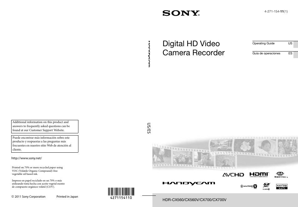 Sony HDR-CX560V User Manual | 155 pages