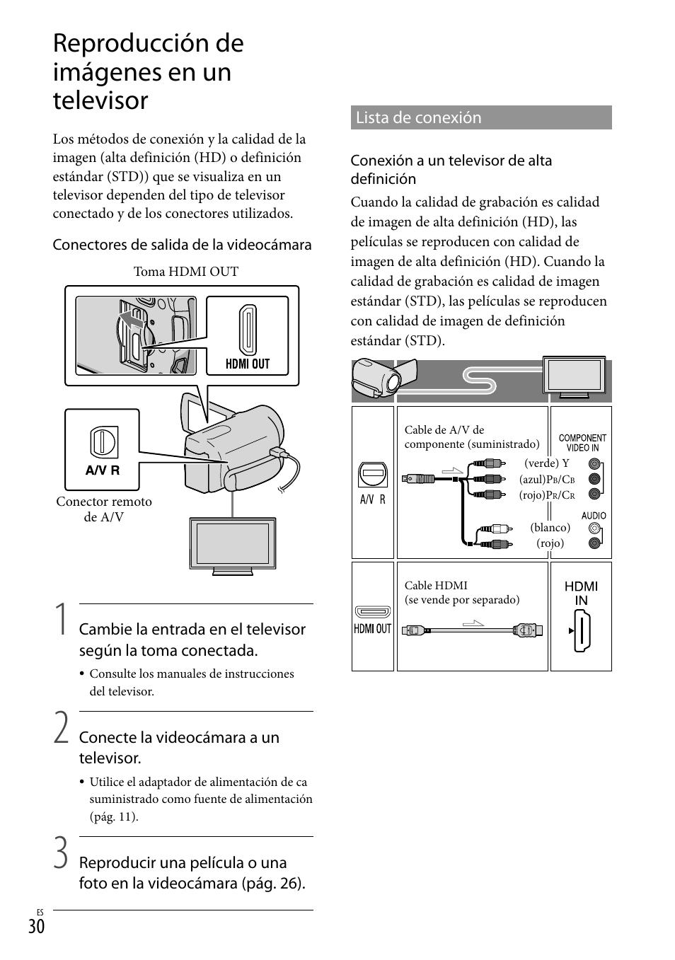 Reproducción de imágenes en un televisor | Sony HDR-CX560V User Manual | Page 108 / 155