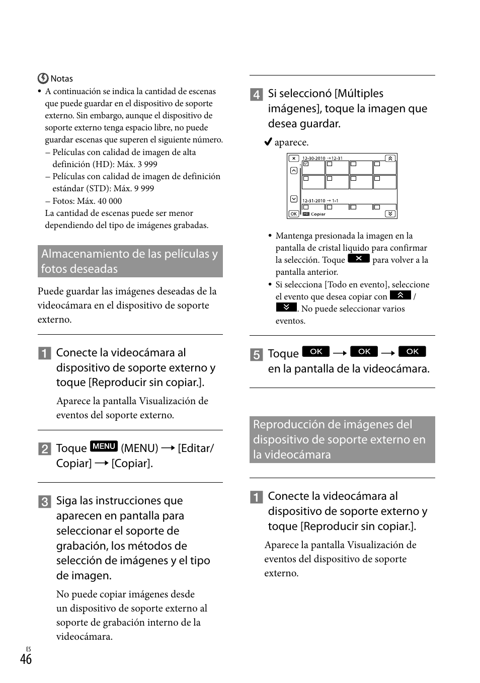 Almacenamiento de las películas y fotos deseadas | Sony HDR-CX560V User Manual | Page 124 / 155