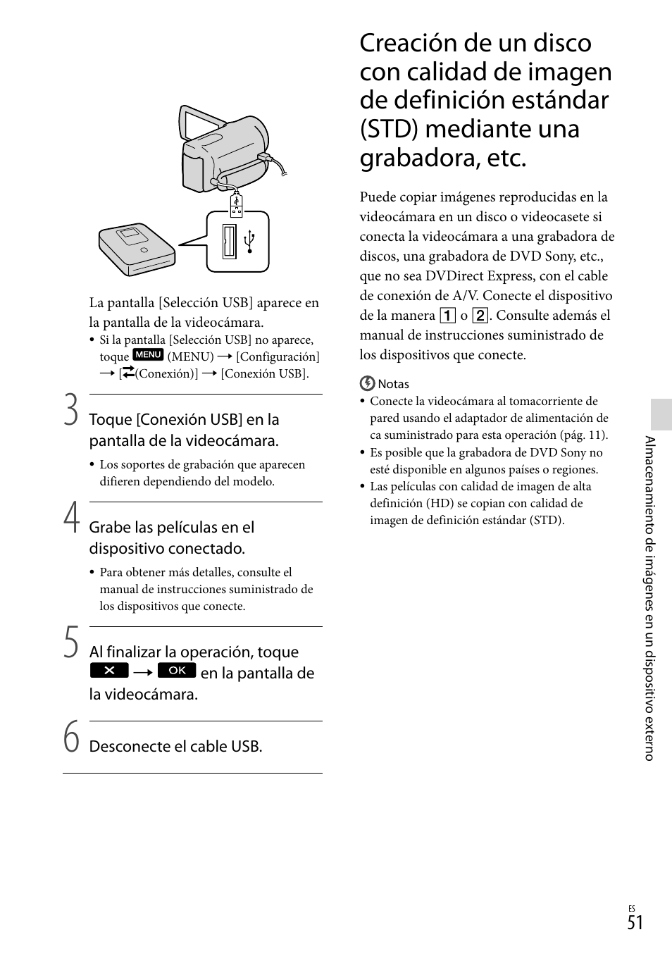 Mediante una grabadora, etc | Sony HDR-CX560V User Manual | Page 129 / 155