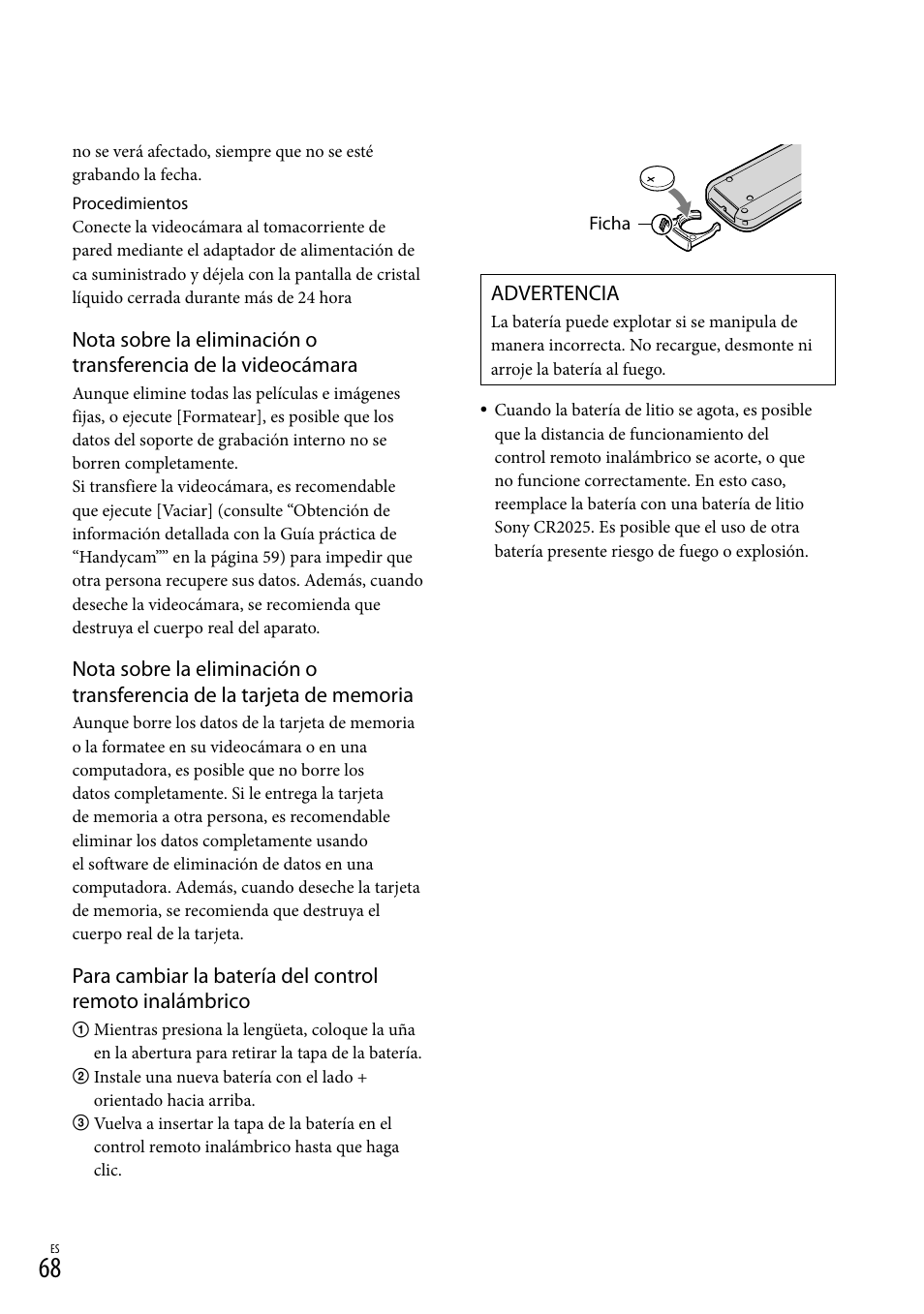 Advertencia | Sony HDR-CX560V User Manual | Page 146 / 155