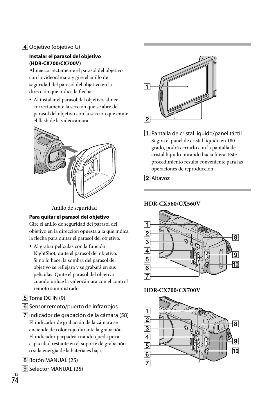 A 74 | Sony HDR-CX560V User Manual | Page 152 / 155