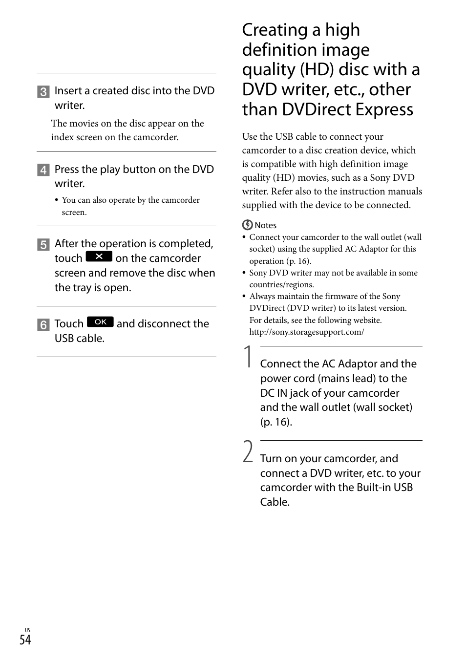 Other than dvdirect express | Sony HDR-CX560V User Manual | Page 54 / 155