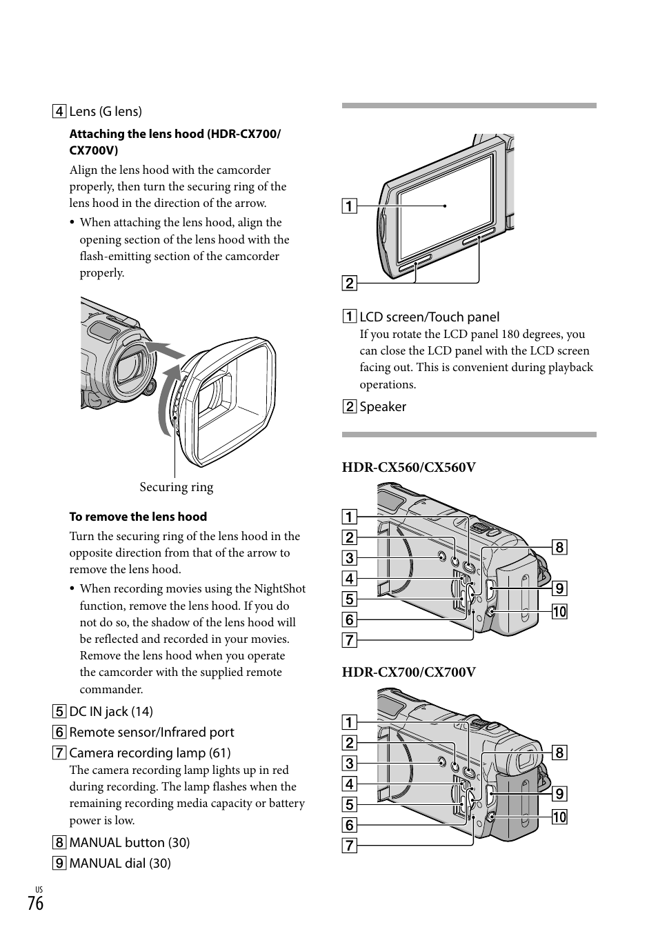 E 76 | Sony HDR-CX560V User Manual | Page 76 / 155