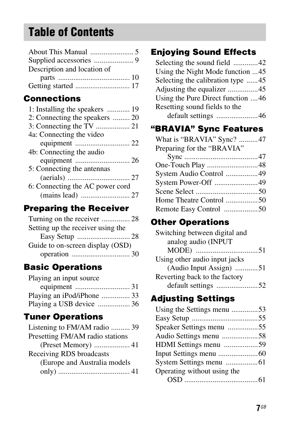 Sony STR-DH540 User Manual | Page 7 / 80