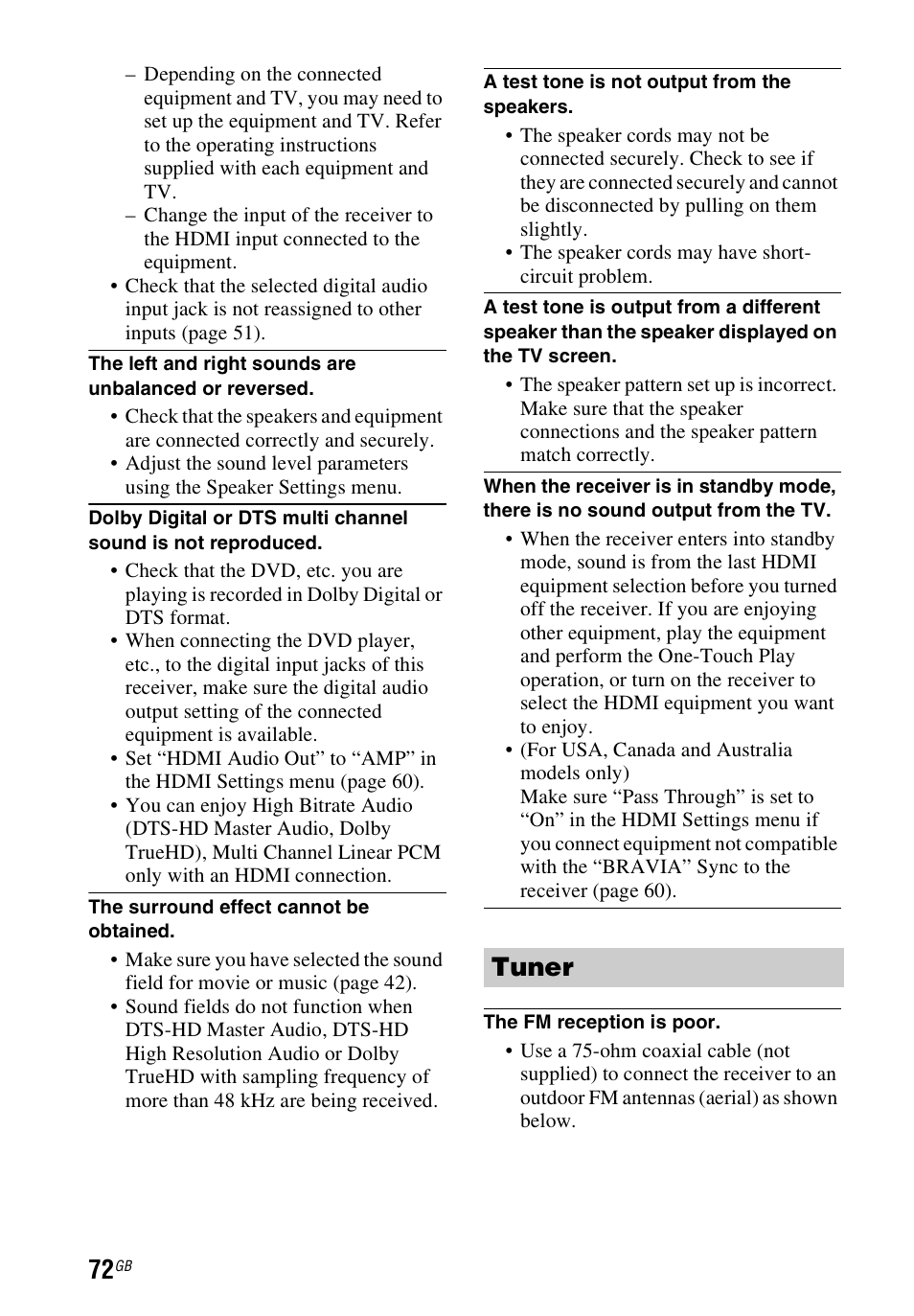 Tuner | Sony STR-DH540 User Manual | Page 72 / 80