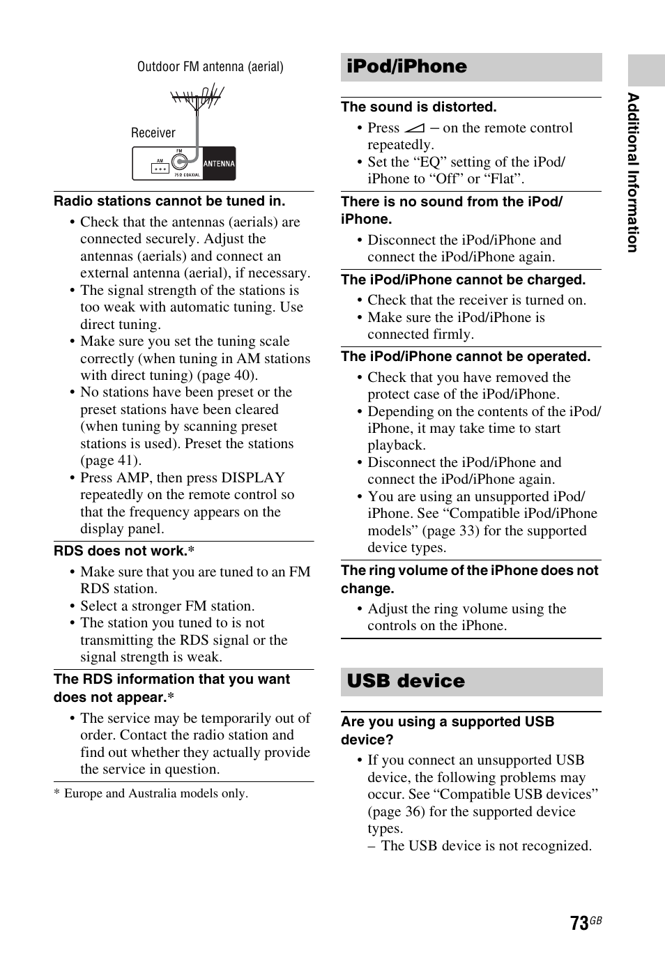 Ipod/iphone usb device | Sony STR-DH540 User Manual | Page 73 / 80