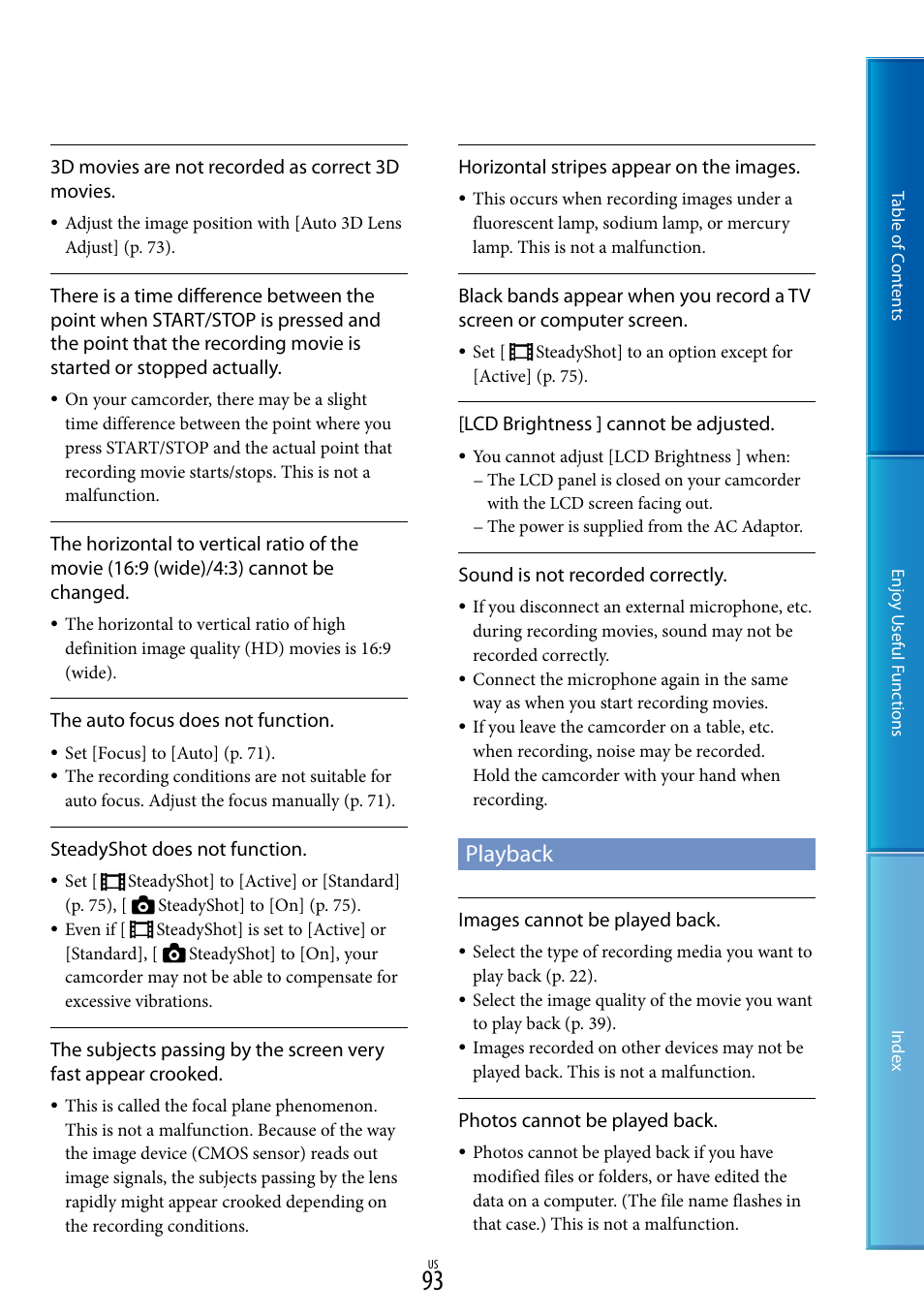 Playback | Sony HDR-TD10 User Manual | Page 93 / 119