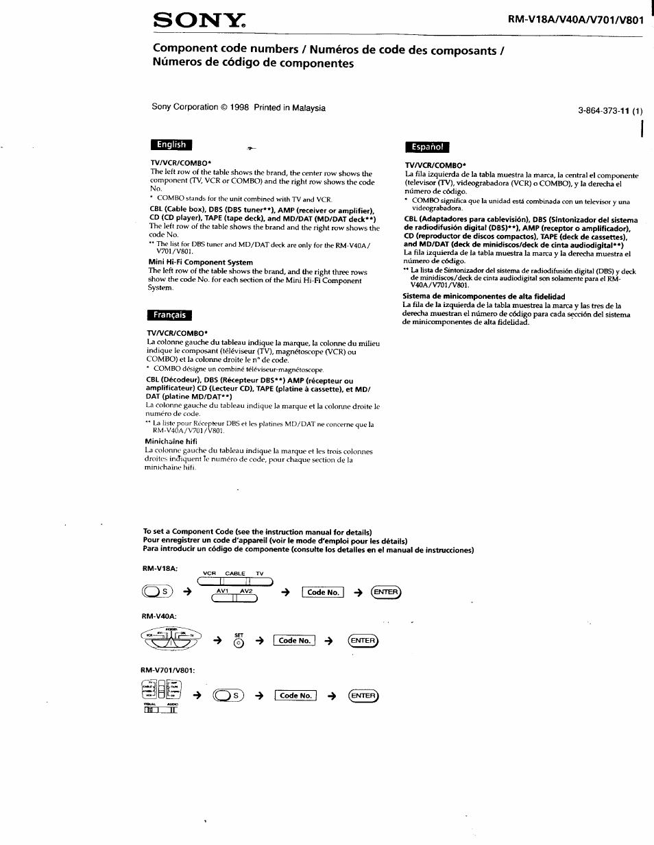 C i i ) | Sony RM-V701 User Manual | Page 9 / 12