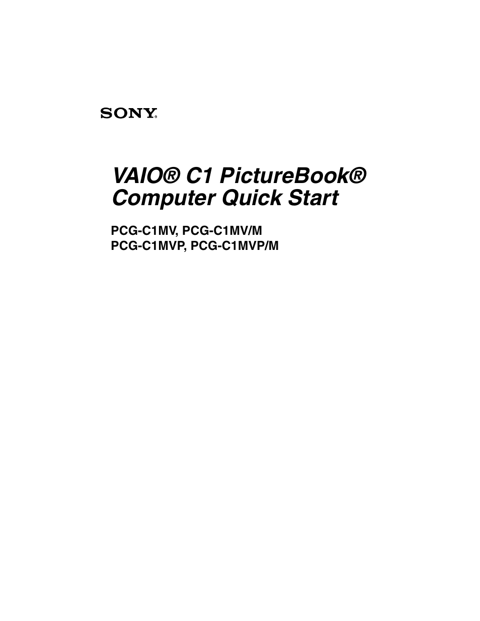 Sony PCG-C1MV User Manual | 84 pages