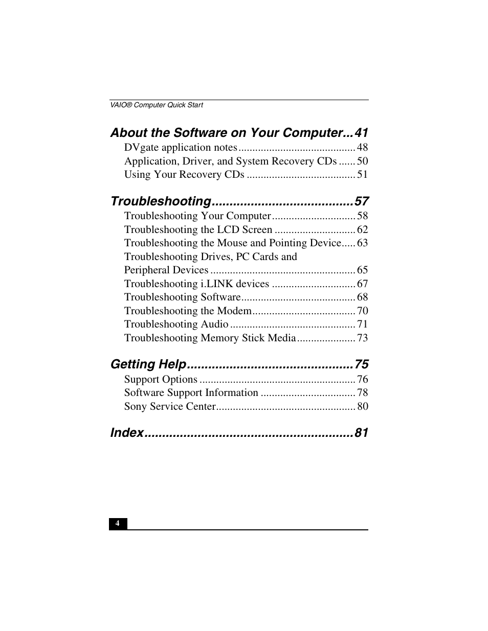 Sony PCG-C1MV User Manual | Page 4 / 84