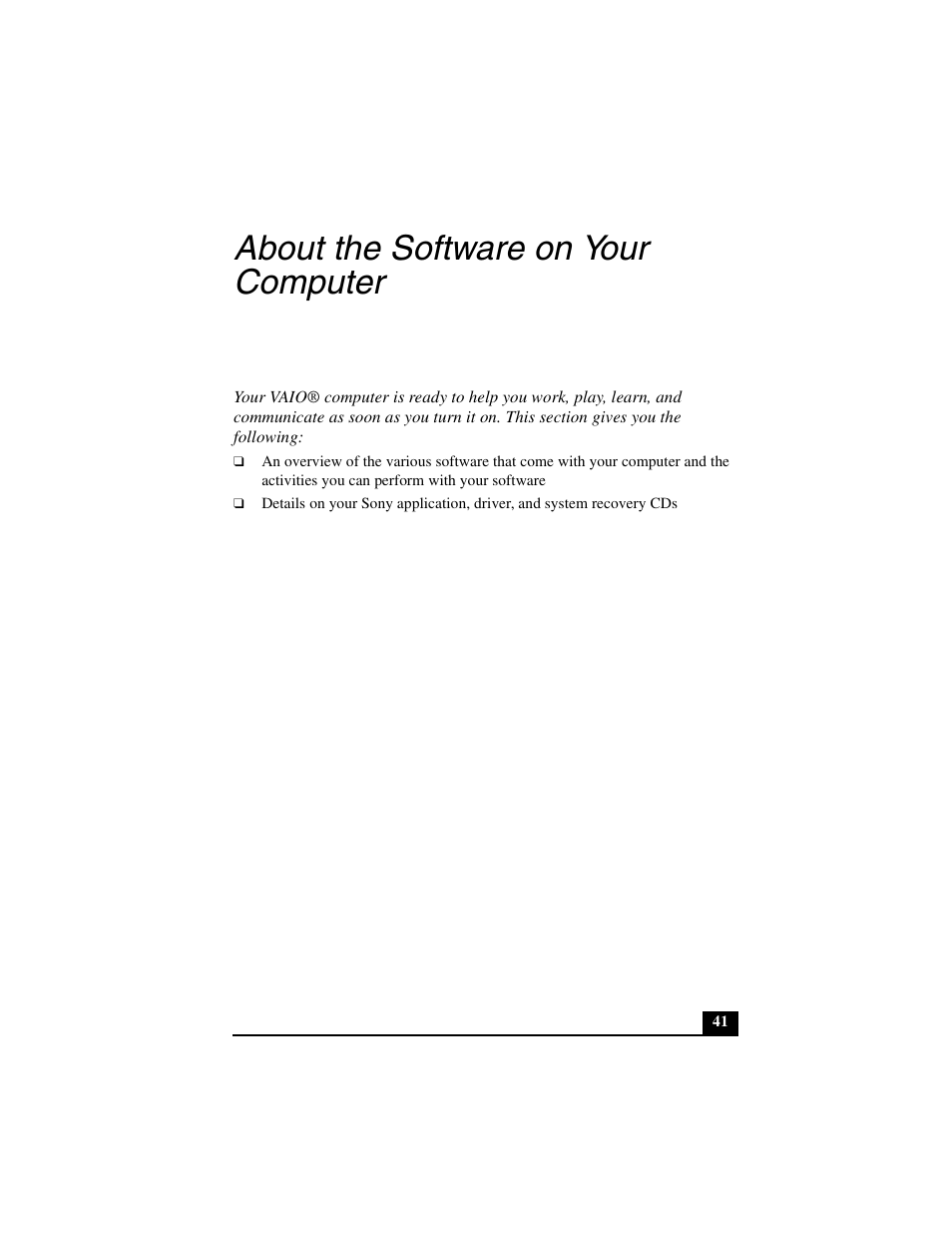 About the software on your computer | Sony PCG-C1MV User Manual | Page 41 / 84