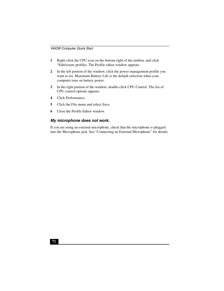 My microphone does not work | Sony PCG-C1MV User Manual | Page 72 / 84