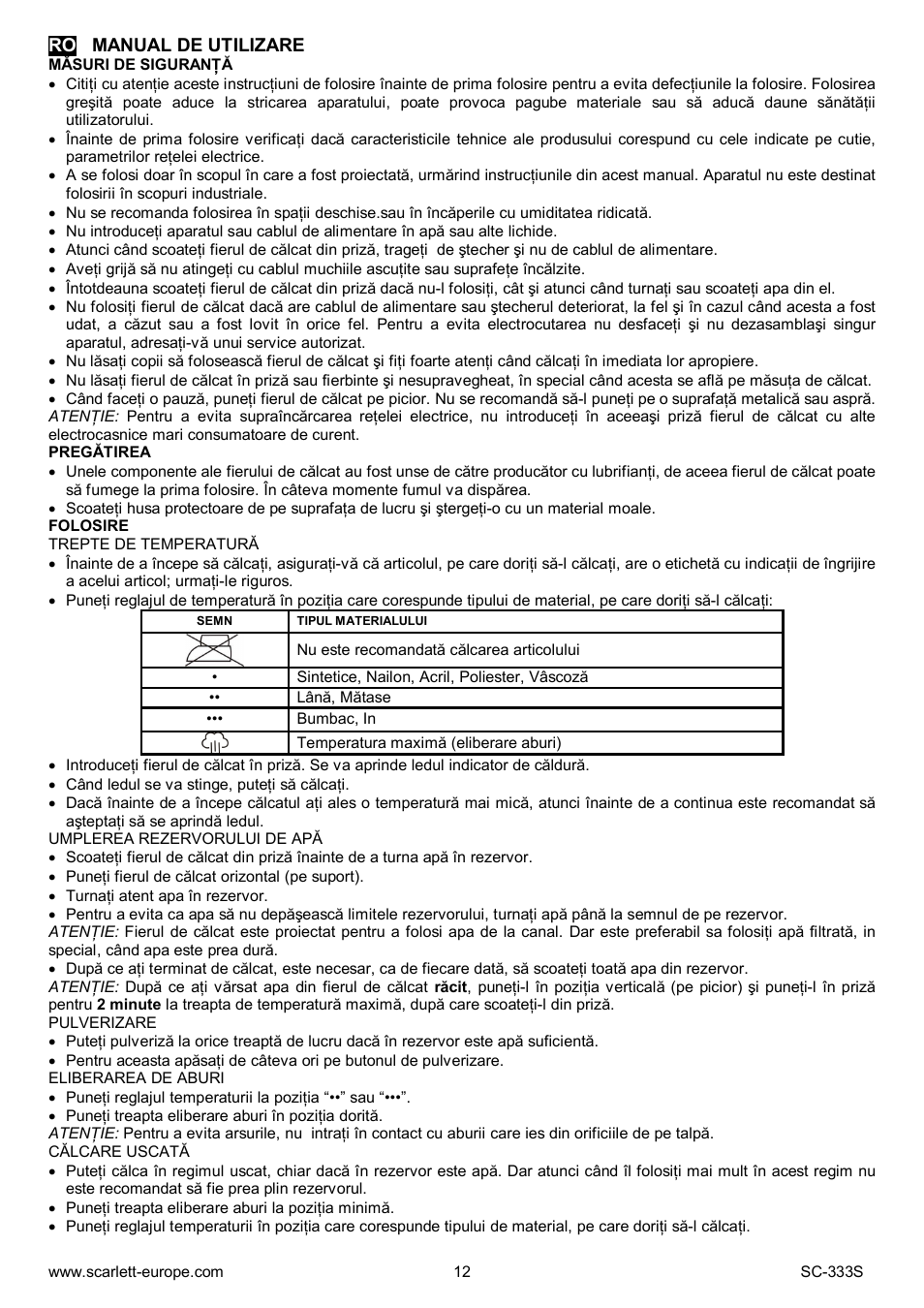 Scarlett SC-333S User Manual | Page 12 / 27