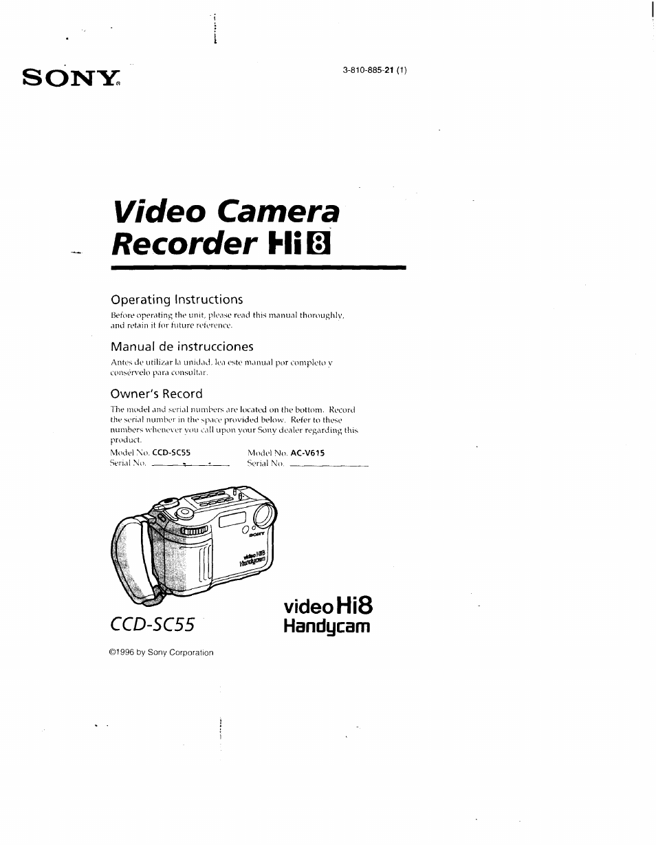 Sony CCD-SC55 User Manual | 105 pages