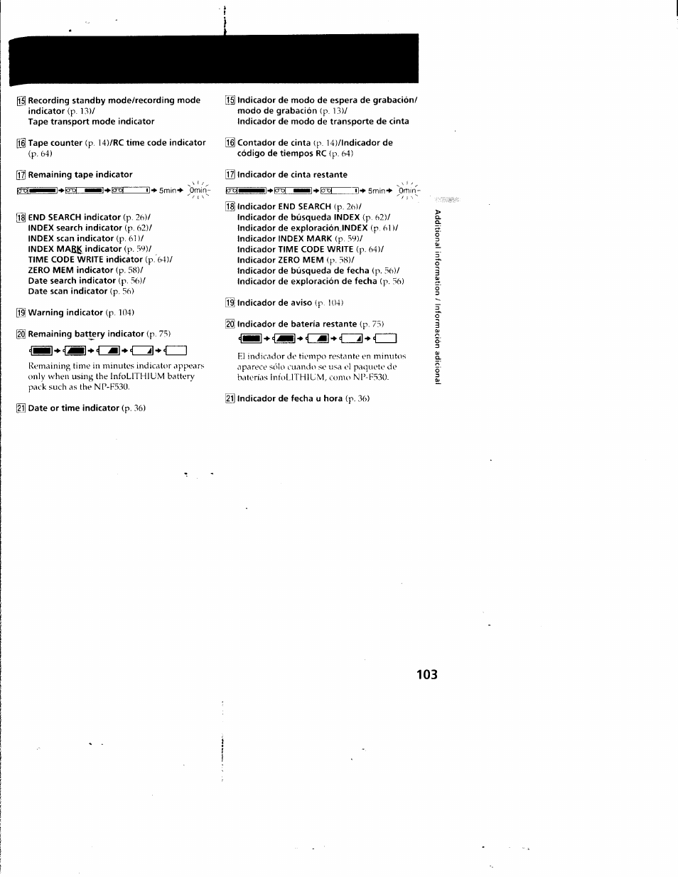 Z3 c, B] ♦ <^5] <c3 ♦ ♦ iz | Sony CCD-SC55 User Manual | Page 103 / 105