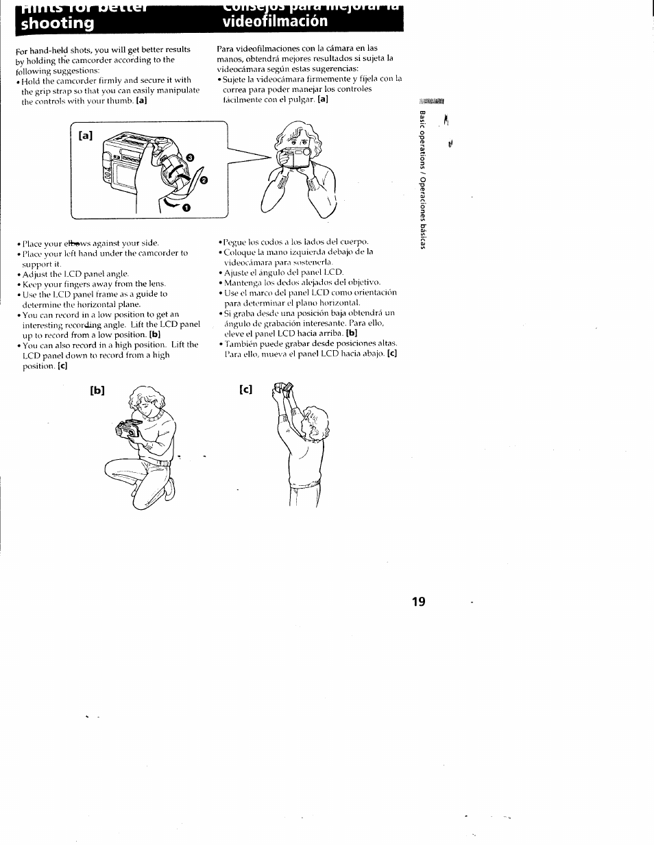 Videofilmación, Shooting videofilmación | Sony CCD-SC55 User Manual | Page 19 / 105