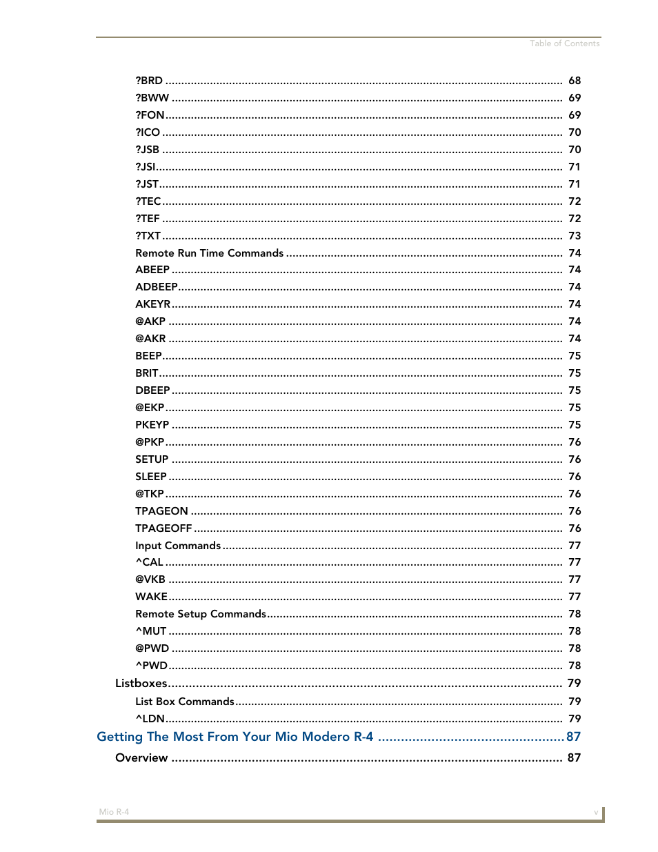AMX Mio Modero R-4 User Manual | Page 7 / 103