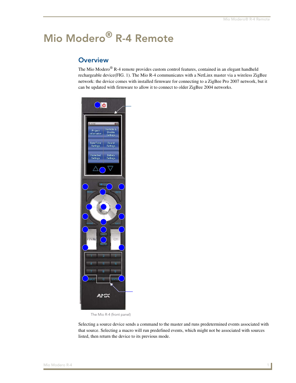 Mio modero® r-4 remote, Overview, Mio modero | R-4 remote | AMX Mio Modero R-4 User Manual | Page 9 / 103