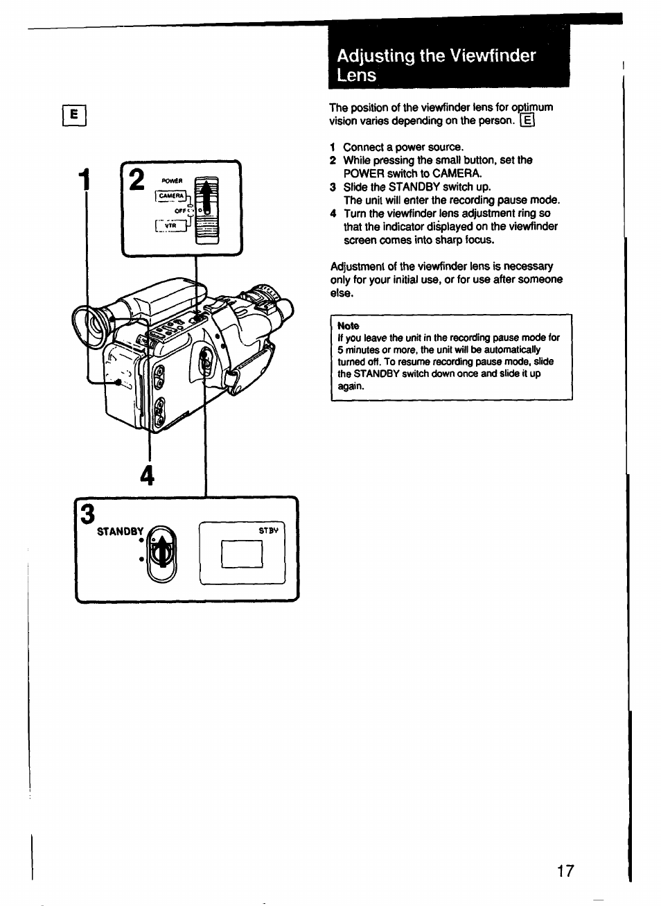 Adjusting the viewfinder lens 0 | Sony CCD-F33 User Manual | Page 17 / 52